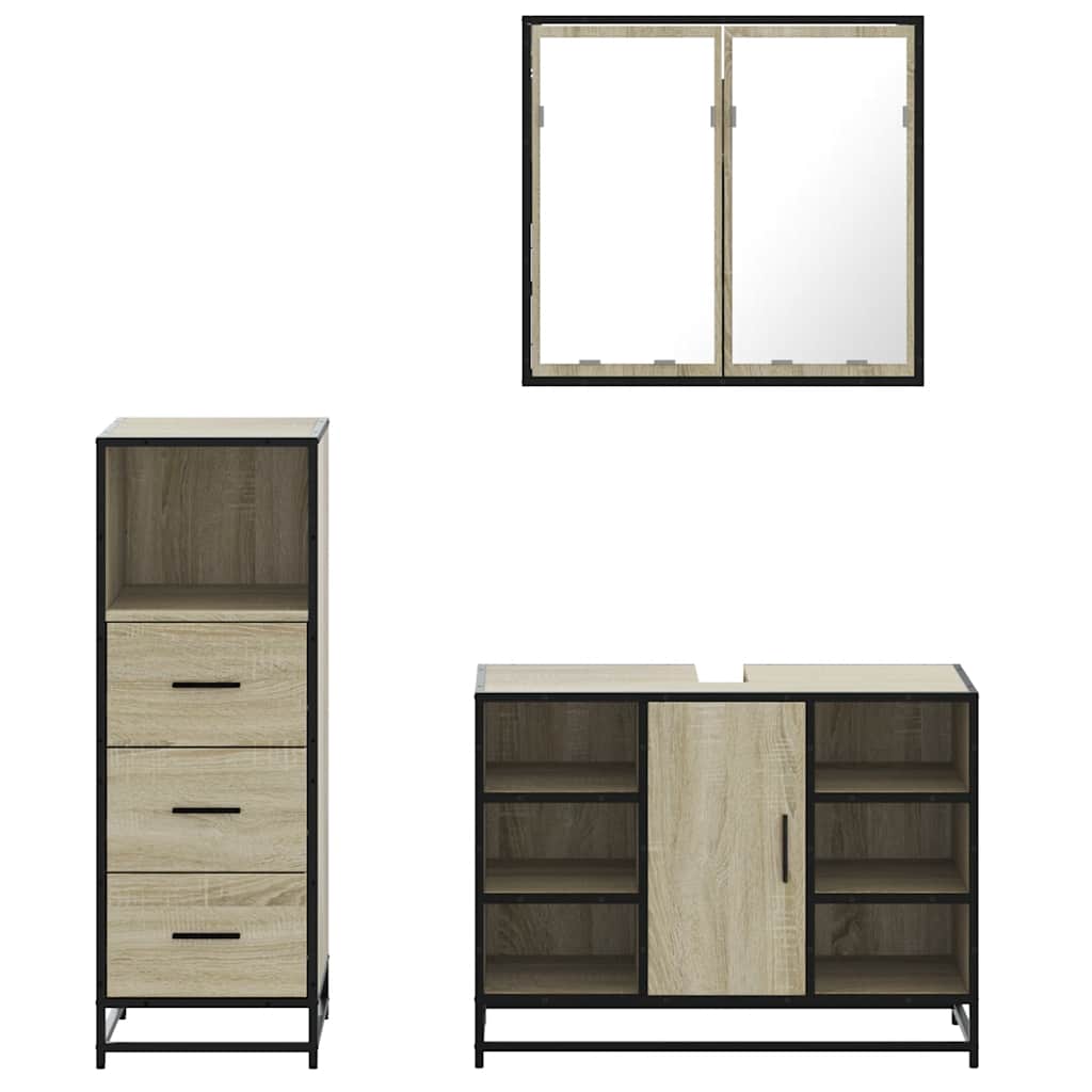 Ensemble de meubles de salle de bain 3 pcs chêne sonoma