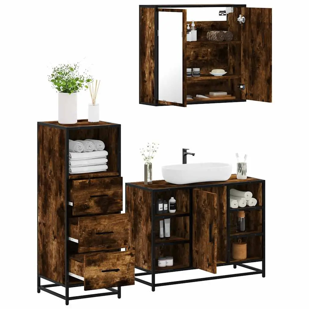 Ensemble de meubles de salle de bain 3 pcs Chêne fumé - XIOS