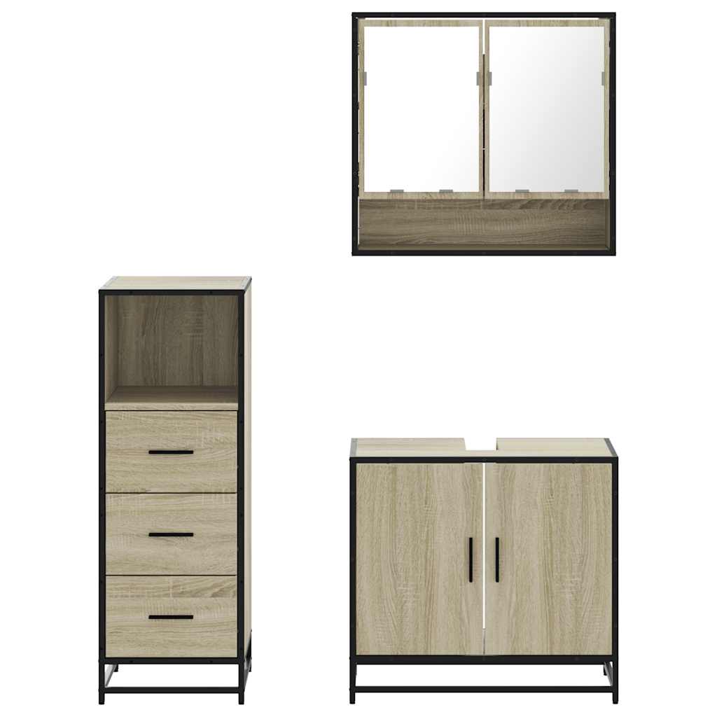 Ensemble de meubles de salle de bain 3 pcs chêne sonoma
