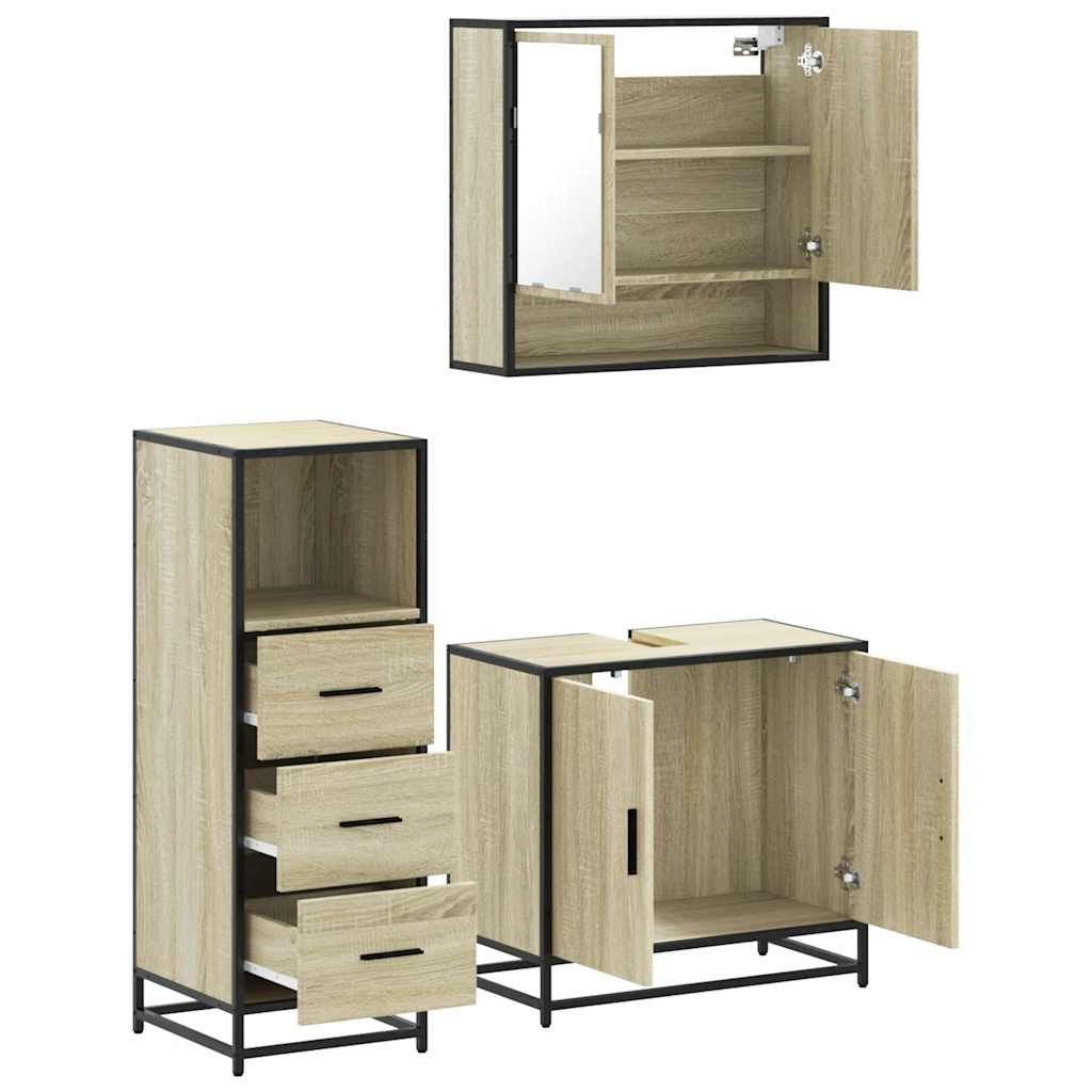 Ensemble de meubles de salle de bain 3 pcs chêne sonoma