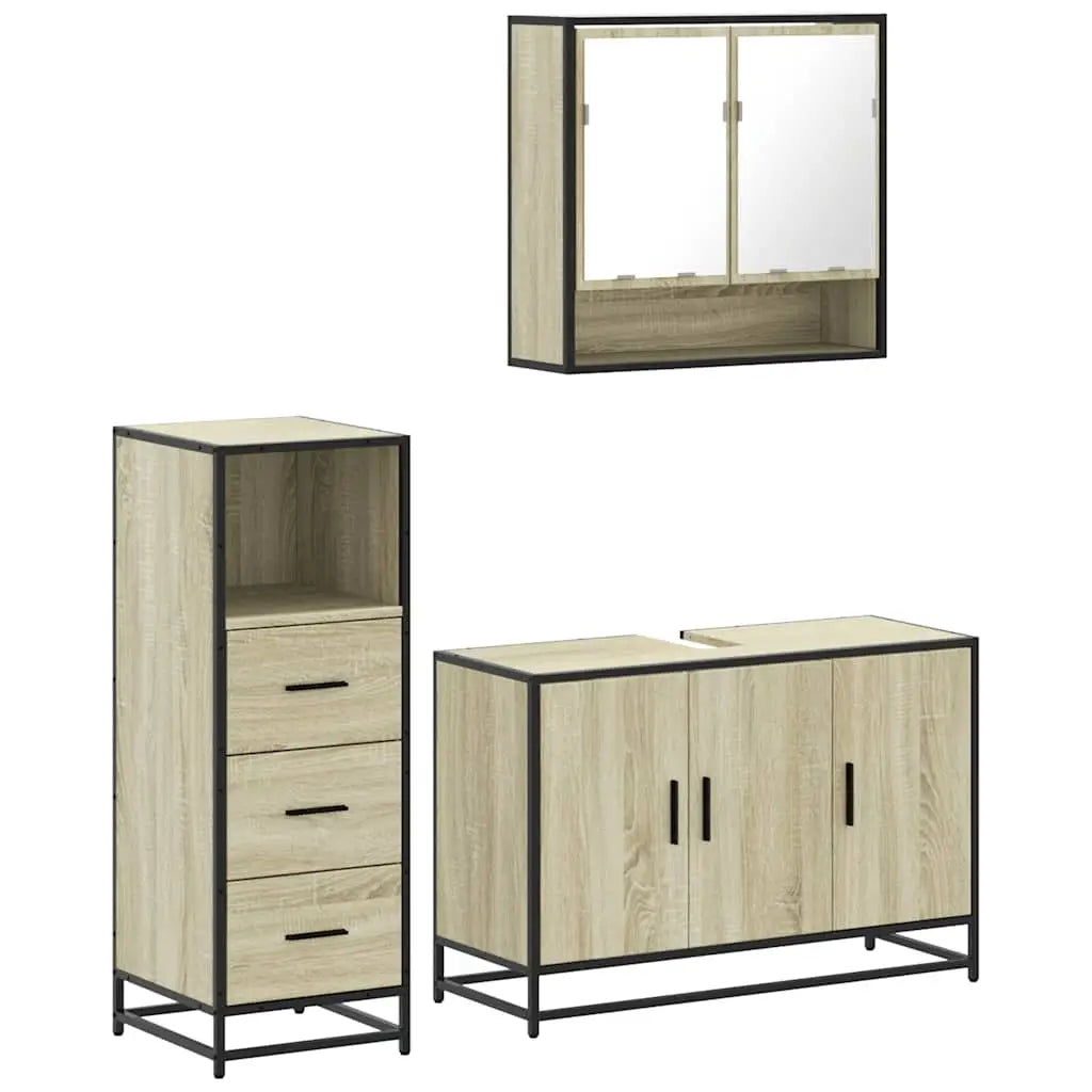 Ensemble de meubles de salle de bain 3 pcs chêne sonoma - XIOS