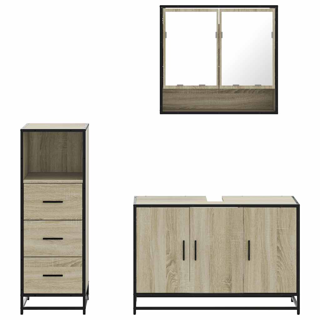 Ensemble de meubles de salle de bain 3 pcs chêne sonoma