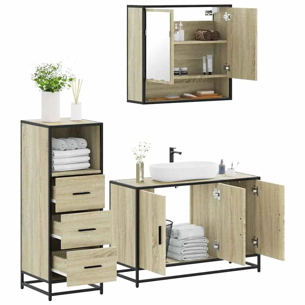 Ensemble de meubles de salle de bain 3 pcs chêne sonoma - XIOS