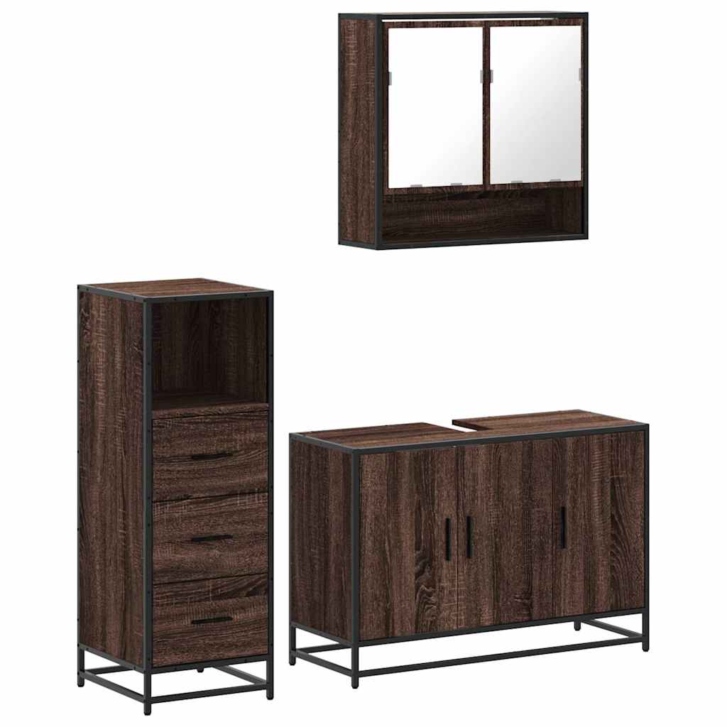 Ensemble de meubles de salle de bain 3 pcs Chêne marron