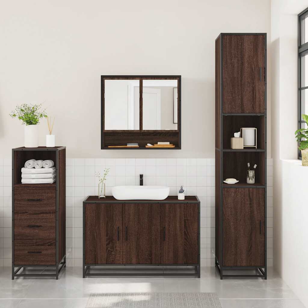 Ensemble de meubles de salle de bain 3 pcs Chêne marron