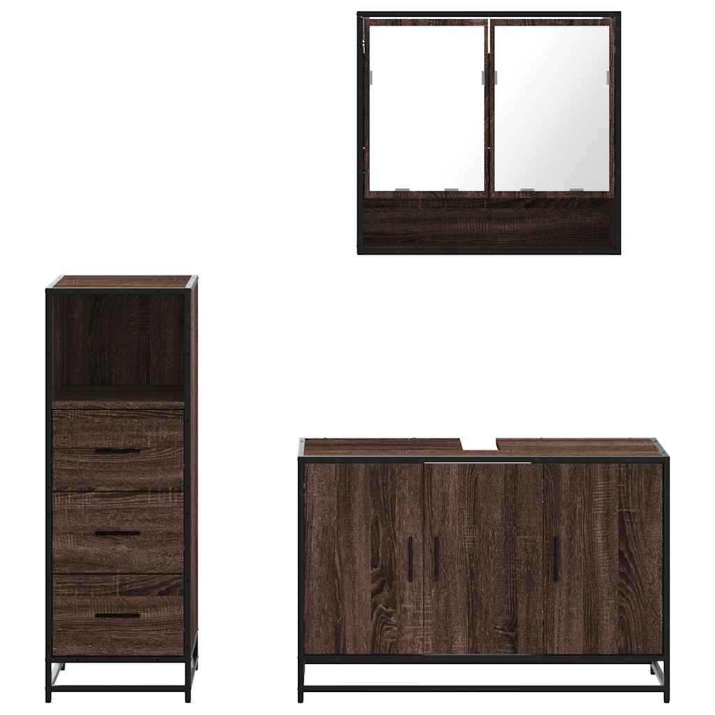 Ensemble de meubles de salle de bain 3 pcs Chêne marron