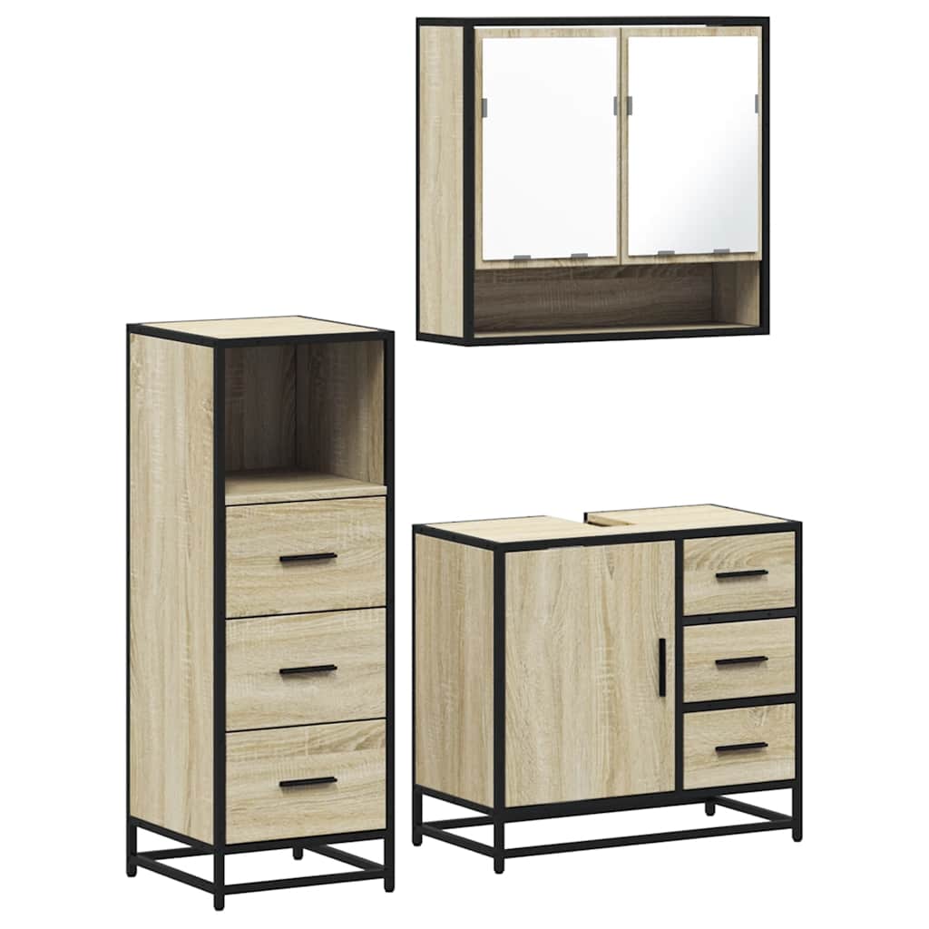Ensemble de meubles de salle de bain 3 pcs chêne sonoma