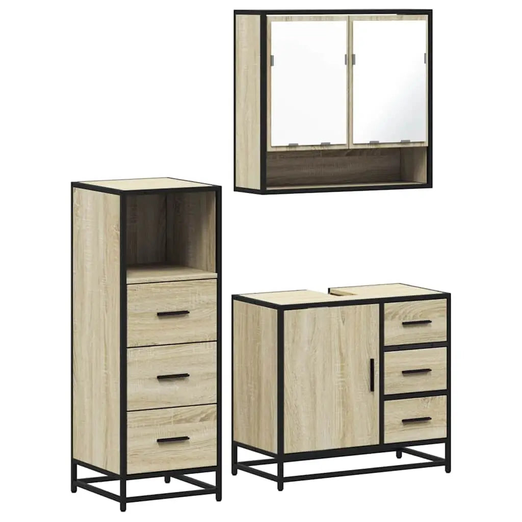 Ensemble de meubles de salle de bain 3 pcs chêne sonoma - XIOS