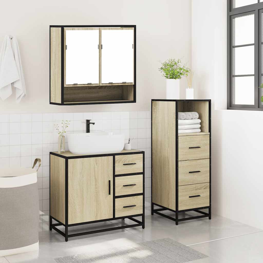 Ensemble de meubles de salle de bain 3 pcs chêne sonoma