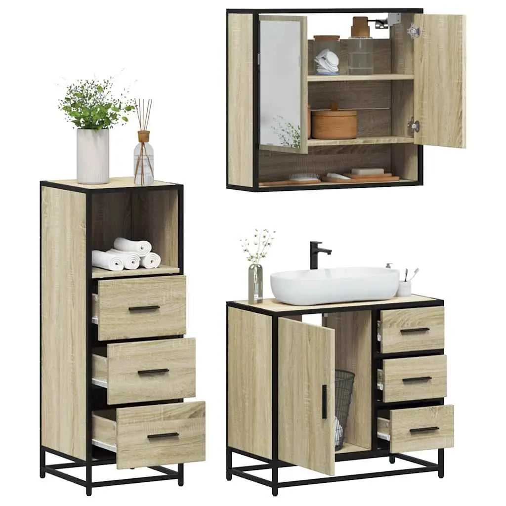 Ensemble de meubles de salle de bain 3 pcs chêne sonoma - XIOS