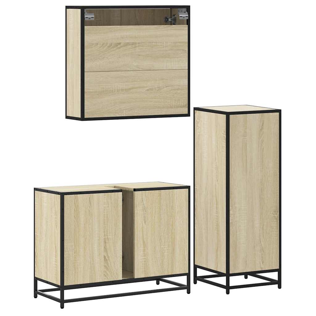 Ensemble de meubles de salle de bain 3 pcs chêne sonoma