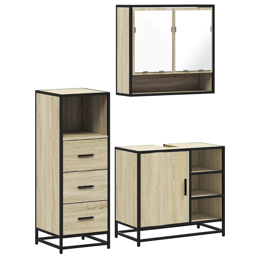 Ensemble de meubles de salle de bain 3 pcs chêne sonoma