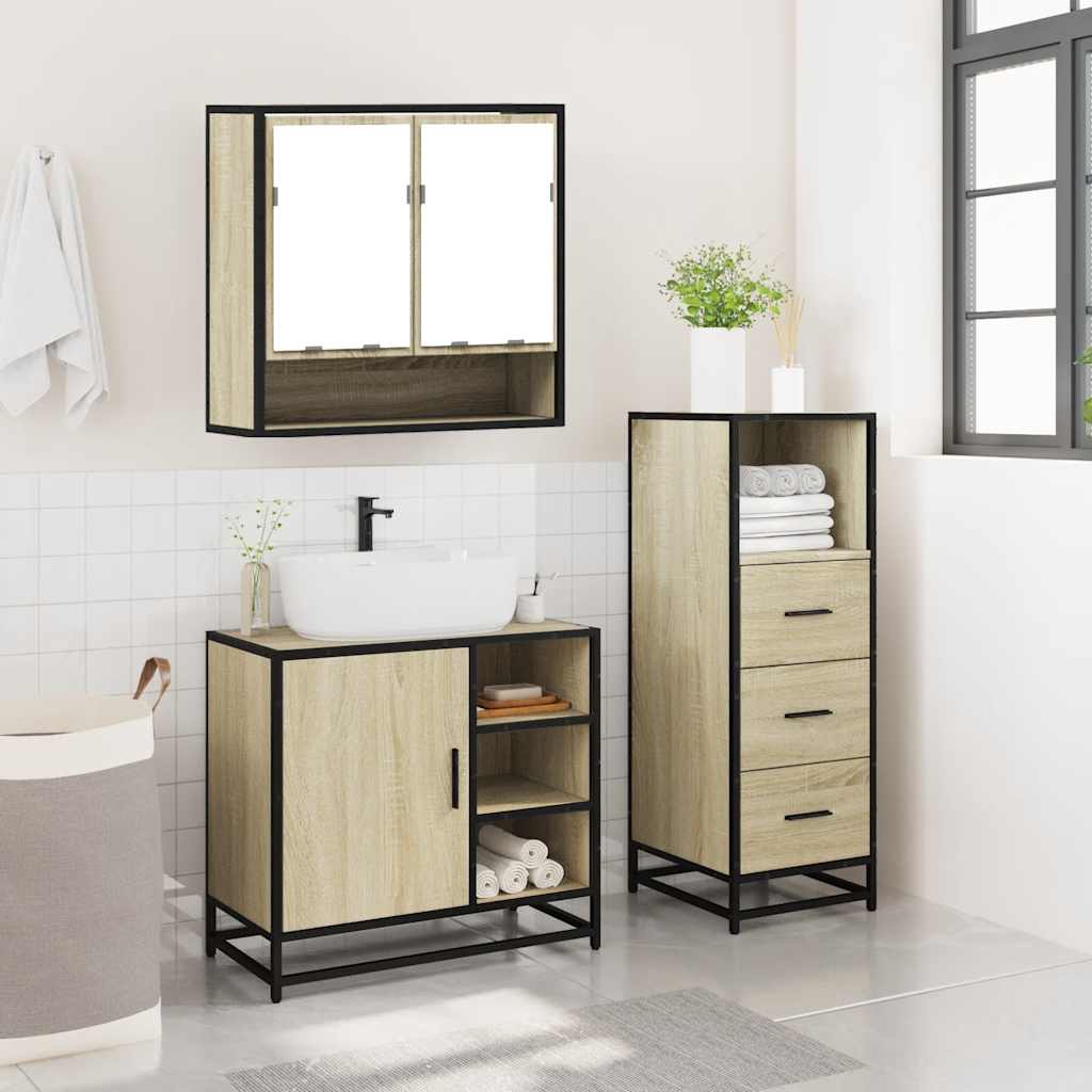 Ensemble de meubles de salle de bain 3 pcs chêne sonoma