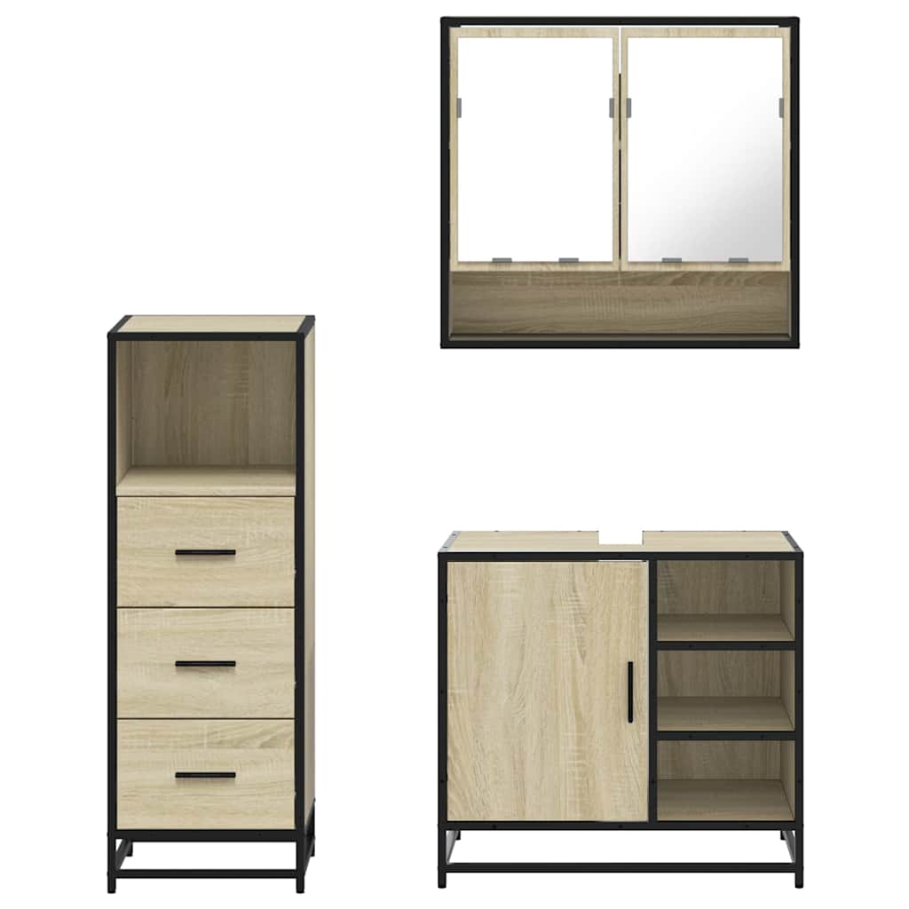 Ensemble de meubles de salle de bain 3 pcs chêne sonoma