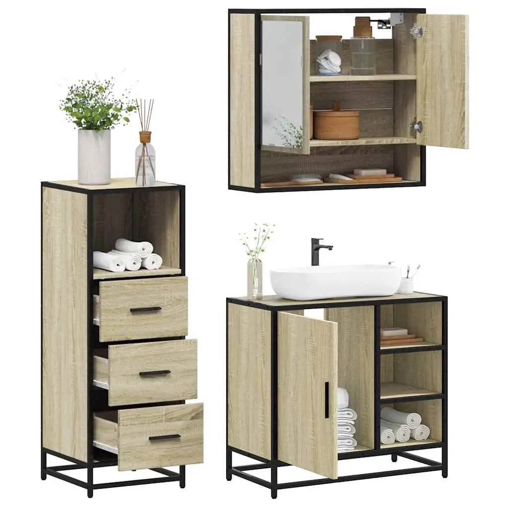 Ensemble de meubles de salle de bain 3 pcs chêne sonoma - XIOS
