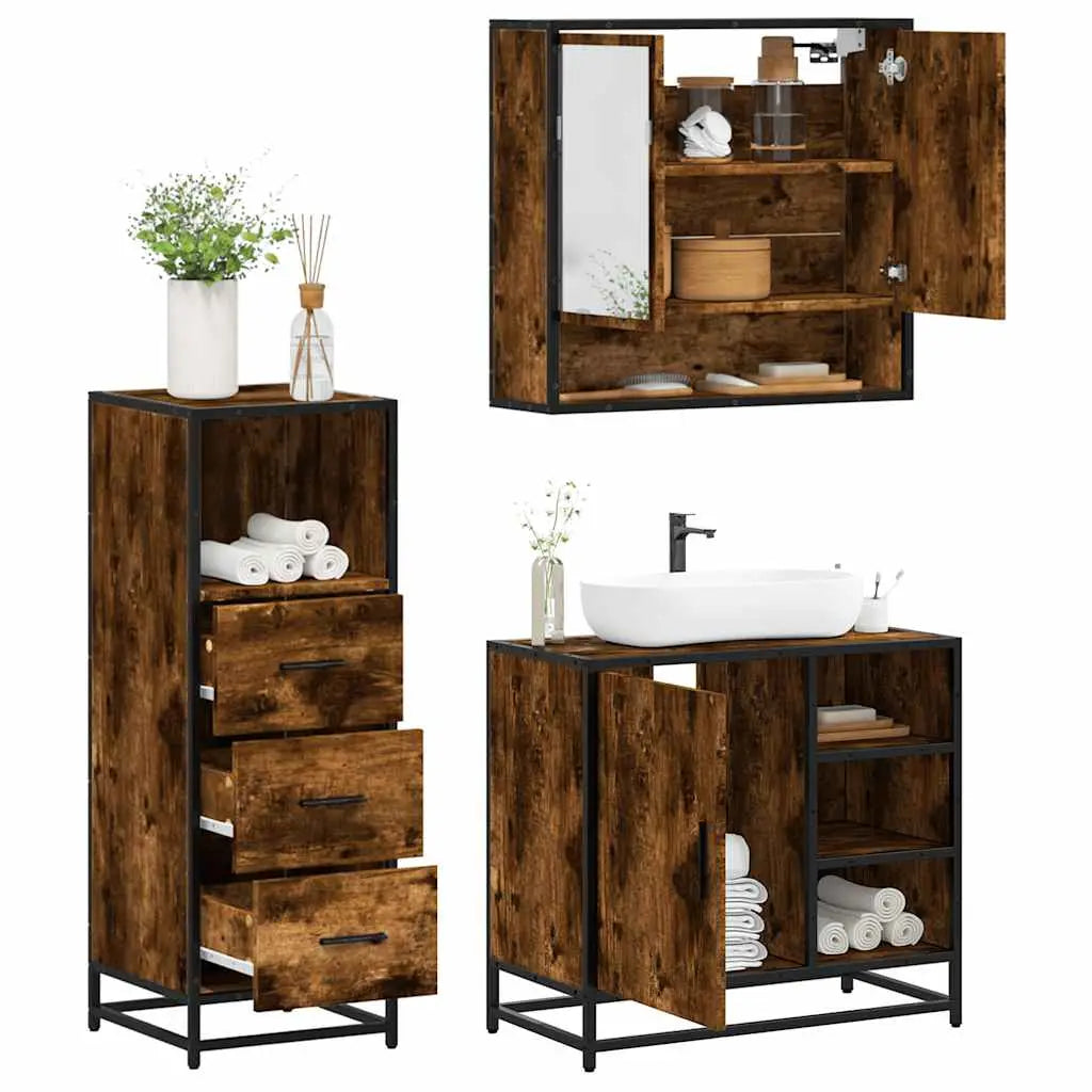 Ensemble de meubles de salle de bain 3 pcs Chêne fumé - XIOS