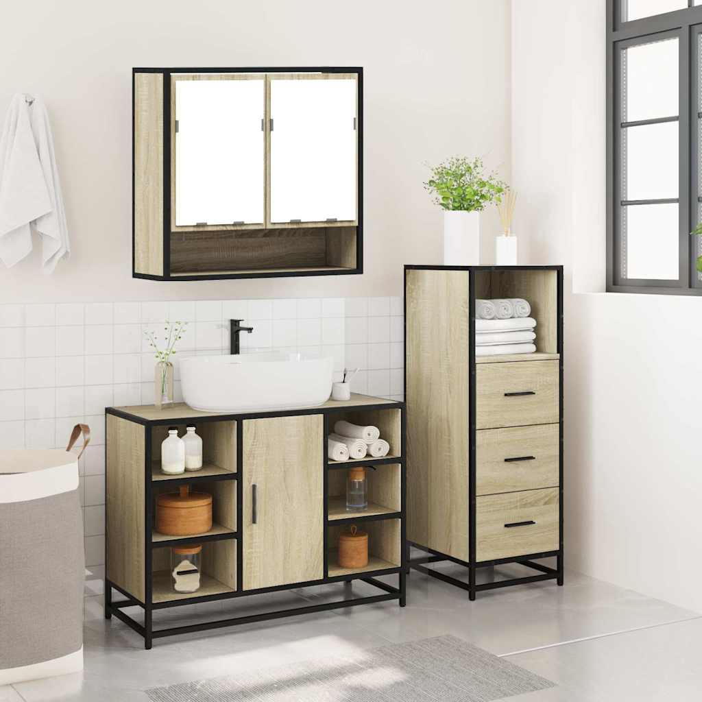 Ensemble de meubles de salle de bain 3 pcs chêne sonoma