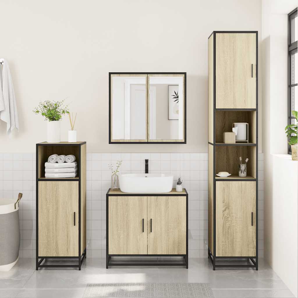 Ensemble de meubles de salle de bain 3 pcs chêne sonoma