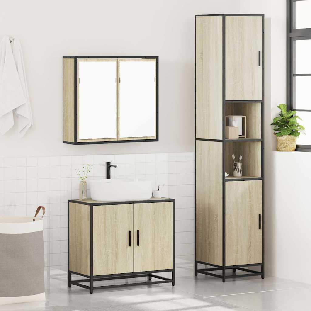 Ensemble de meubles de salle de bain 3 pcs chêne sonoma