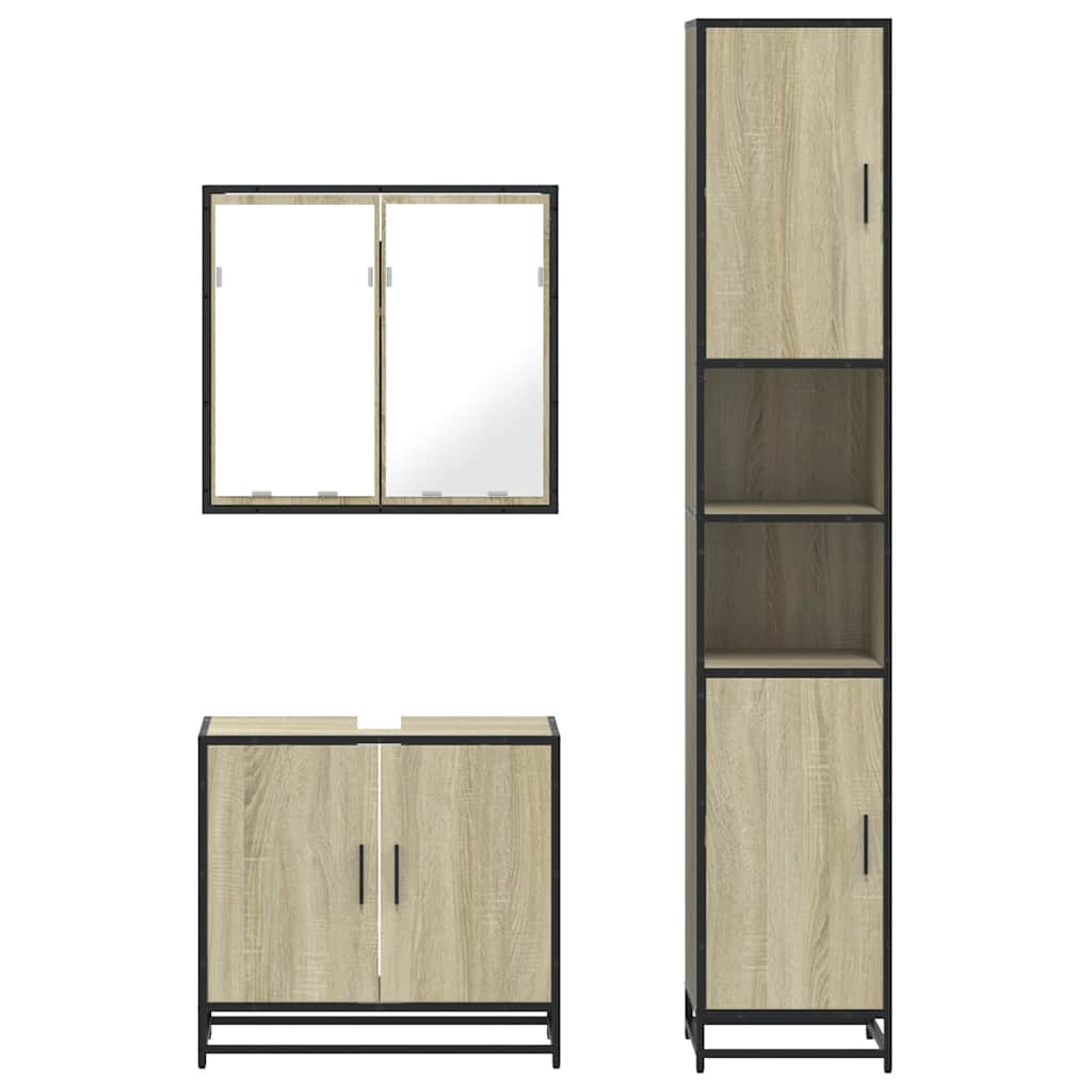 Ensemble de meubles de salle de bain 3 pcs chêne sonoma