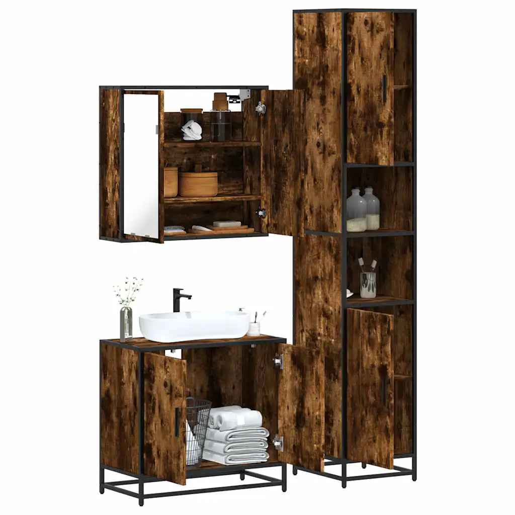 Ensemble de meubles de salle de bain 3 pcs Chêne fumé - XIOS