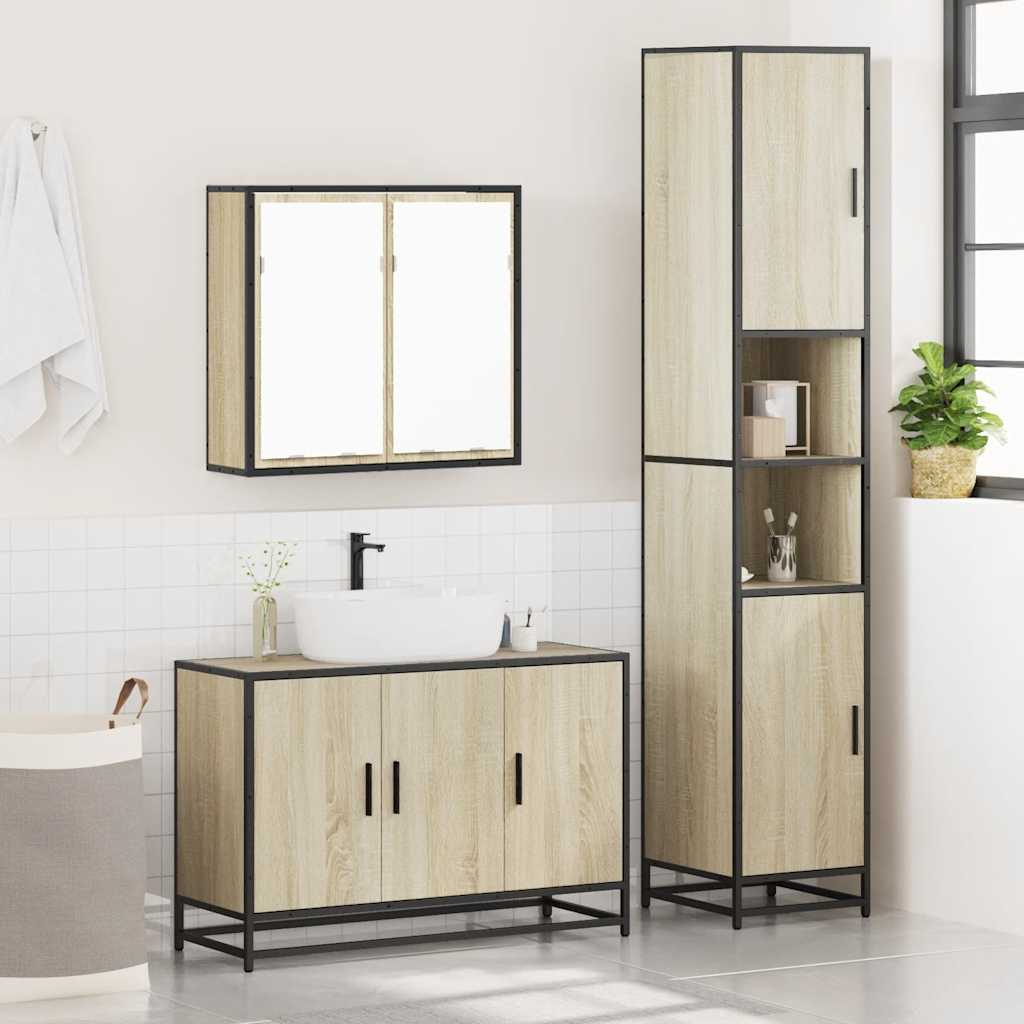 Ensemble de meubles de salle de bain 3 pcs chêne sonoma