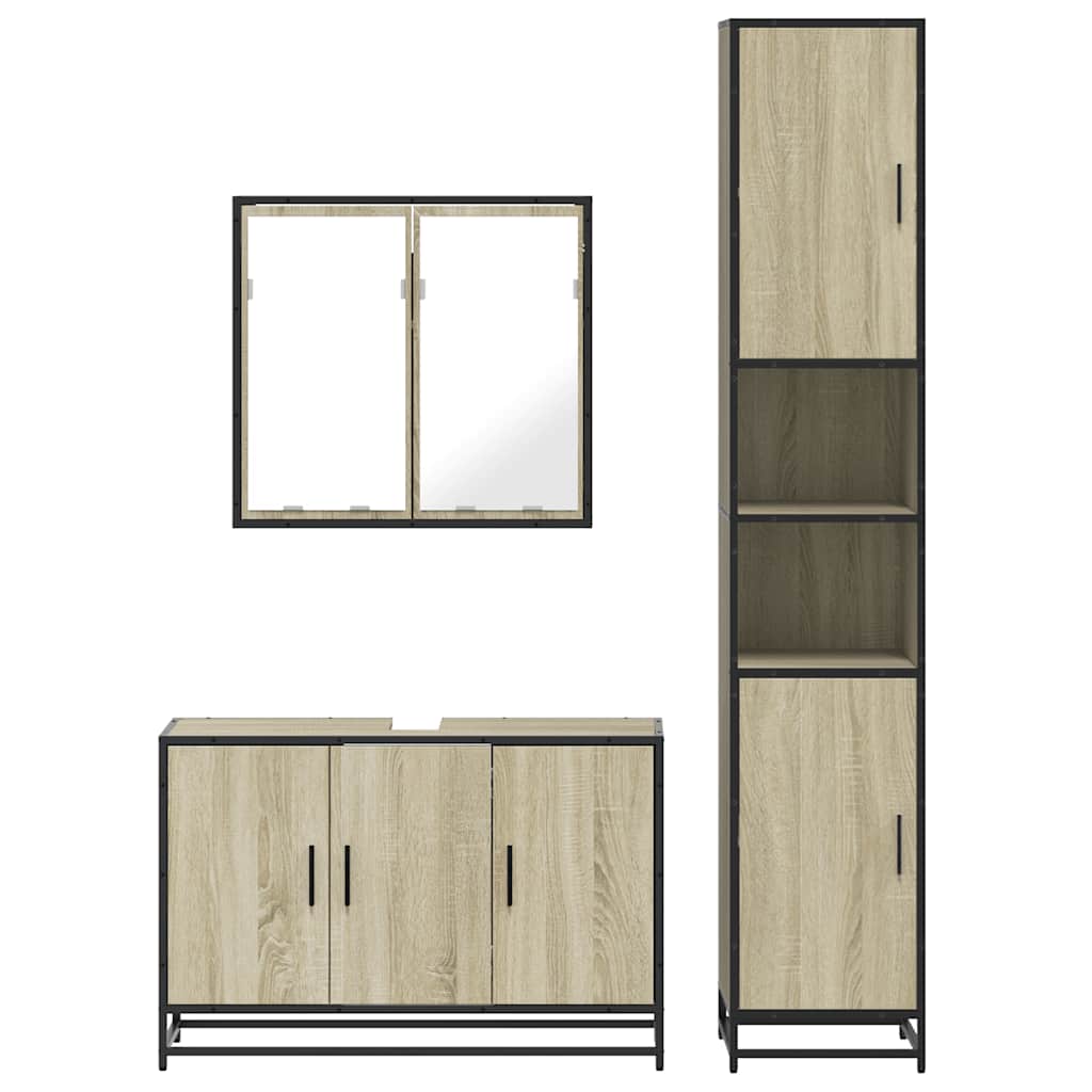 Ensemble de meubles de salle de bain 3 pcs chêne sonoma