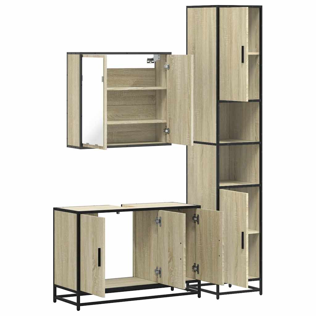 Ensemble de meubles de salle de bain 3 pcs chêne sonoma