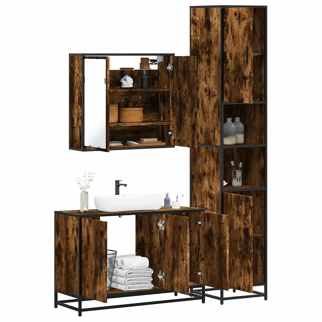 Ensemble de meubles de salle de bain 3 pcs Chêne fumé - XIOS