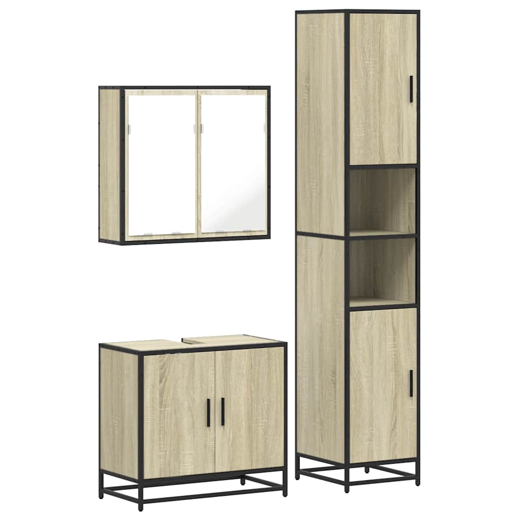 Ensemble de meubles de salle de bain 3 pcs chêne sonoma