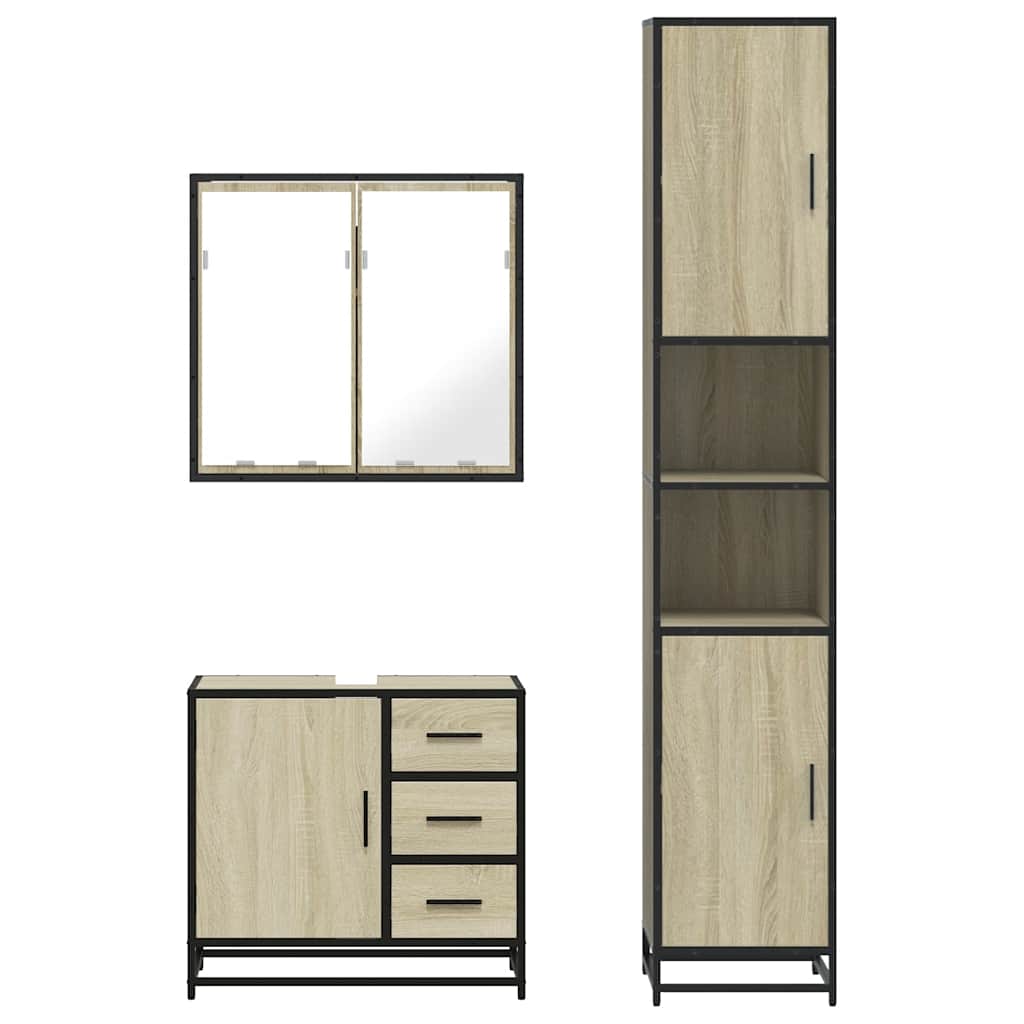 Ensemble de meubles de salle de bain 3 pcs chêne sonoma