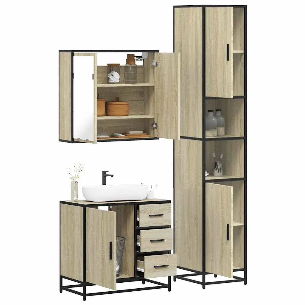 Ensemble de meubles de salle de bain 3 pcs chêne sonoma - XIOS