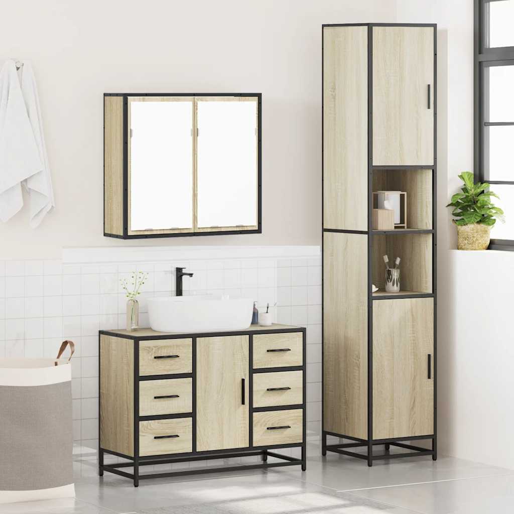 Ensemble de meubles de salle de bain 3 pcs chêne sonoma