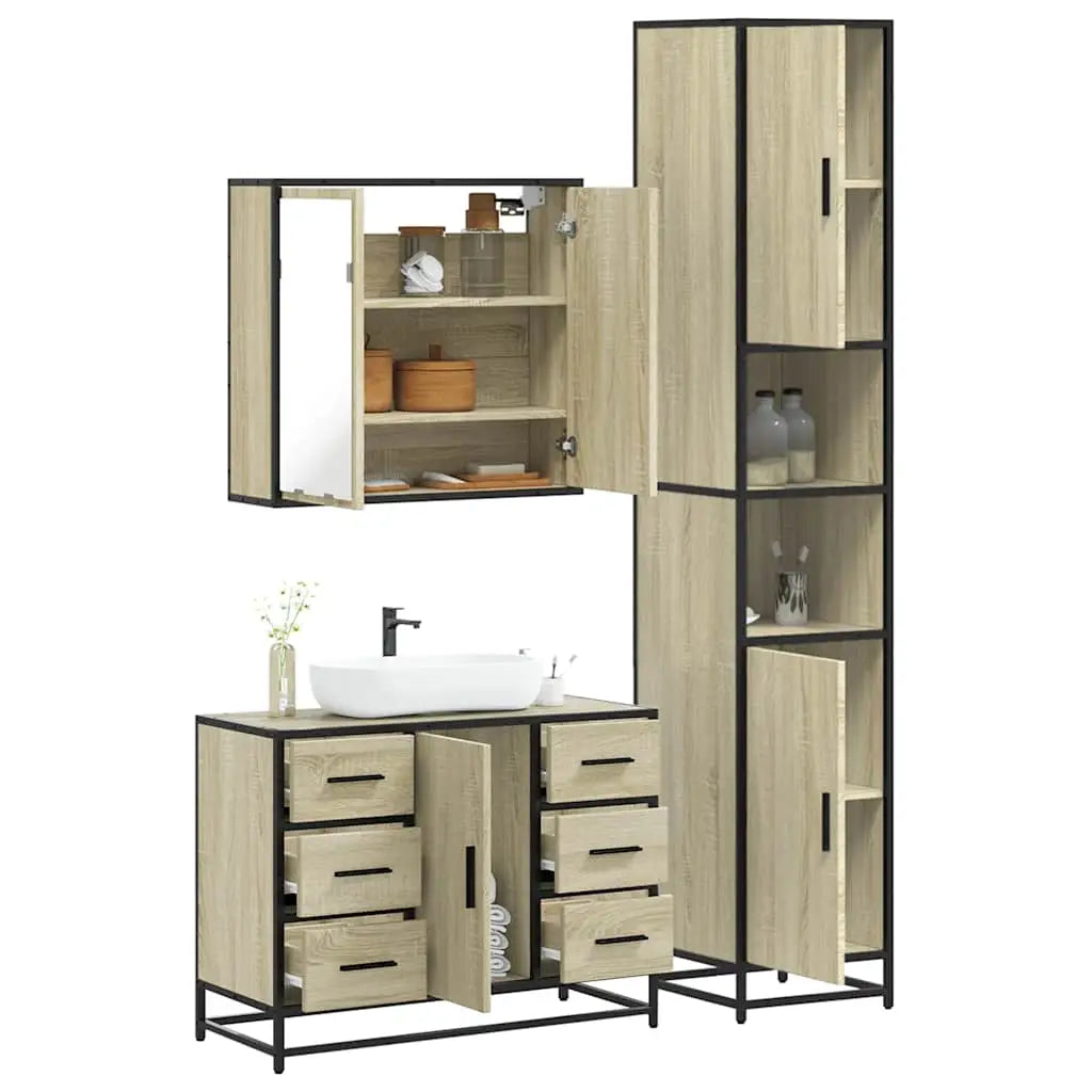 Ensemble de meubles de salle de bain 3 pcs chêne sonoma - XIOS