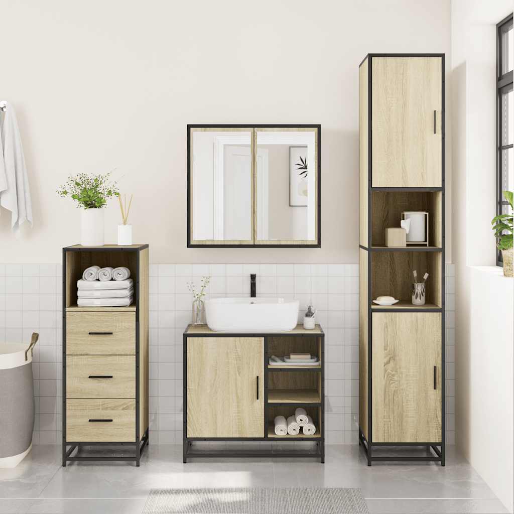 Ensemble de meubles de salle de bain 3 pcs chêne sonoma