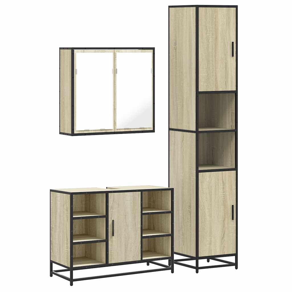 Ensemble de meubles de salle de bain 3 pcs chêne sonoma