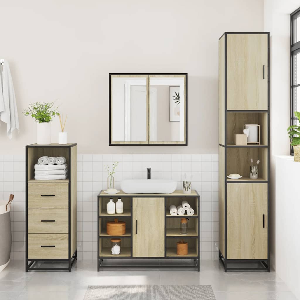Ensemble de meubles de salle de bain 3 pcs chêne sonoma