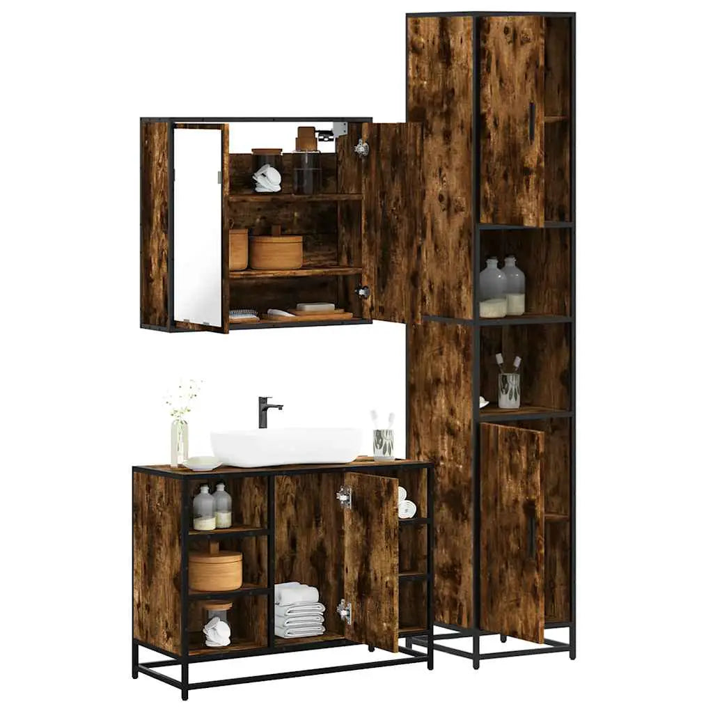 Ensemble de meubles de salle de bain 3 pcs Chêne fumé - XIOS