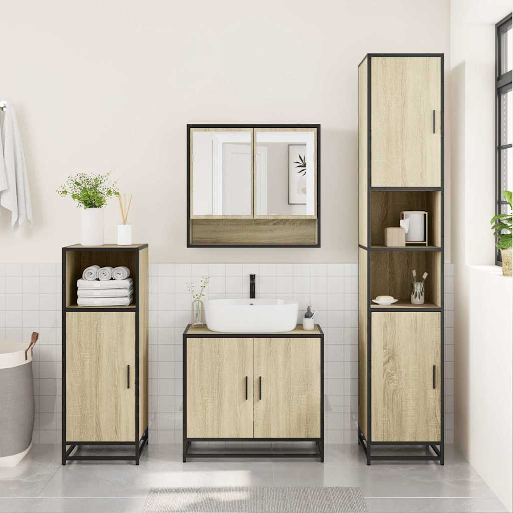 Ensemble de meubles de salle de bain 3 pcs chêne sonoma