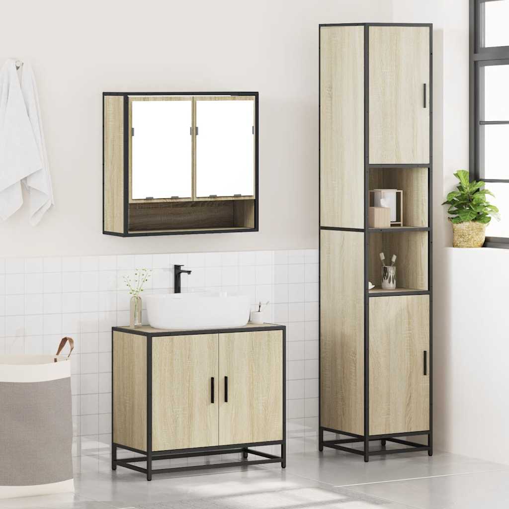 Ensemble de meubles de salle de bain 3 pcs chêne sonoma