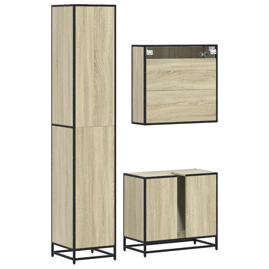 Ensemble de meubles de salle de bain 3 pcs chêne sonoma