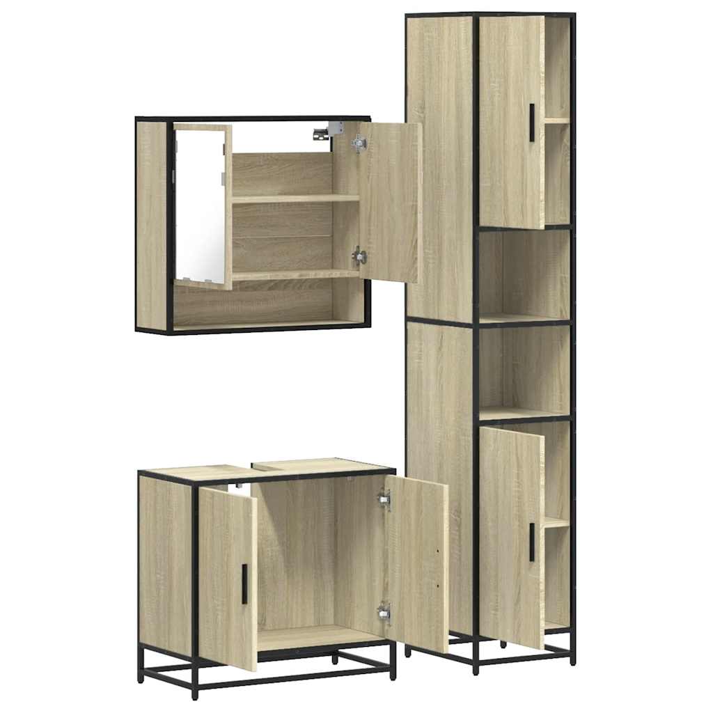 Ensemble de meubles de salle de bain 3 pcs chêne sonoma