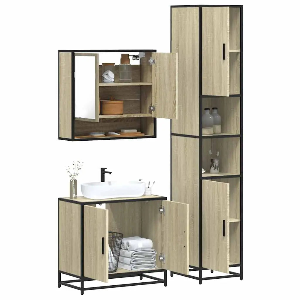 Ensemble de meubles de salle de bain 3 pcs chêne sonoma - XIOS