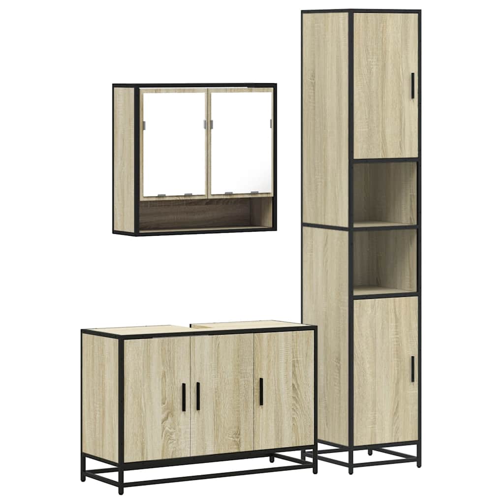 Ensemble de meubles de salle de bain 3 pcs chêne sonoma