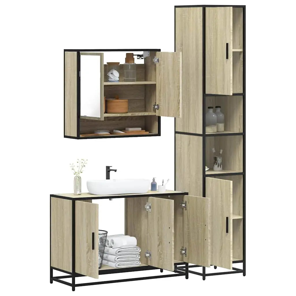 Ensemble de meubles de salle de bain 3 pcs chêne sonoma - XIOS