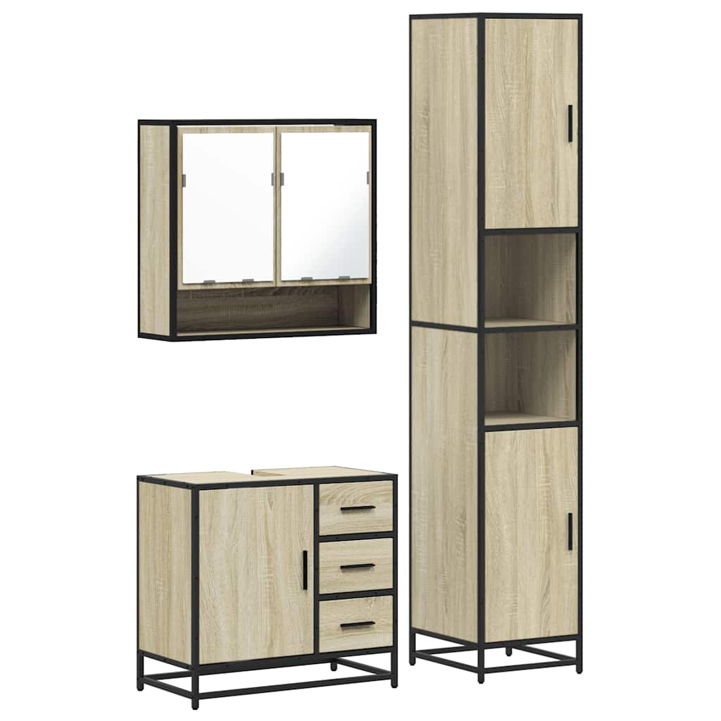 Ensemble de meubles de salle de bain 3 pcs chêne sonoma