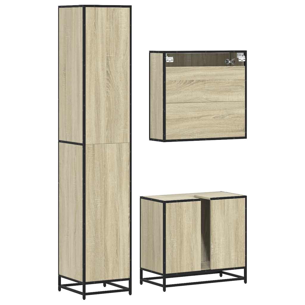 Ensemble de meubles de salle de bain 3 pcs chêne sonoma