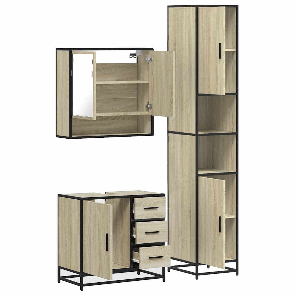 Ensemble de meubles de salle de bain 3 pcs chêne sonoma