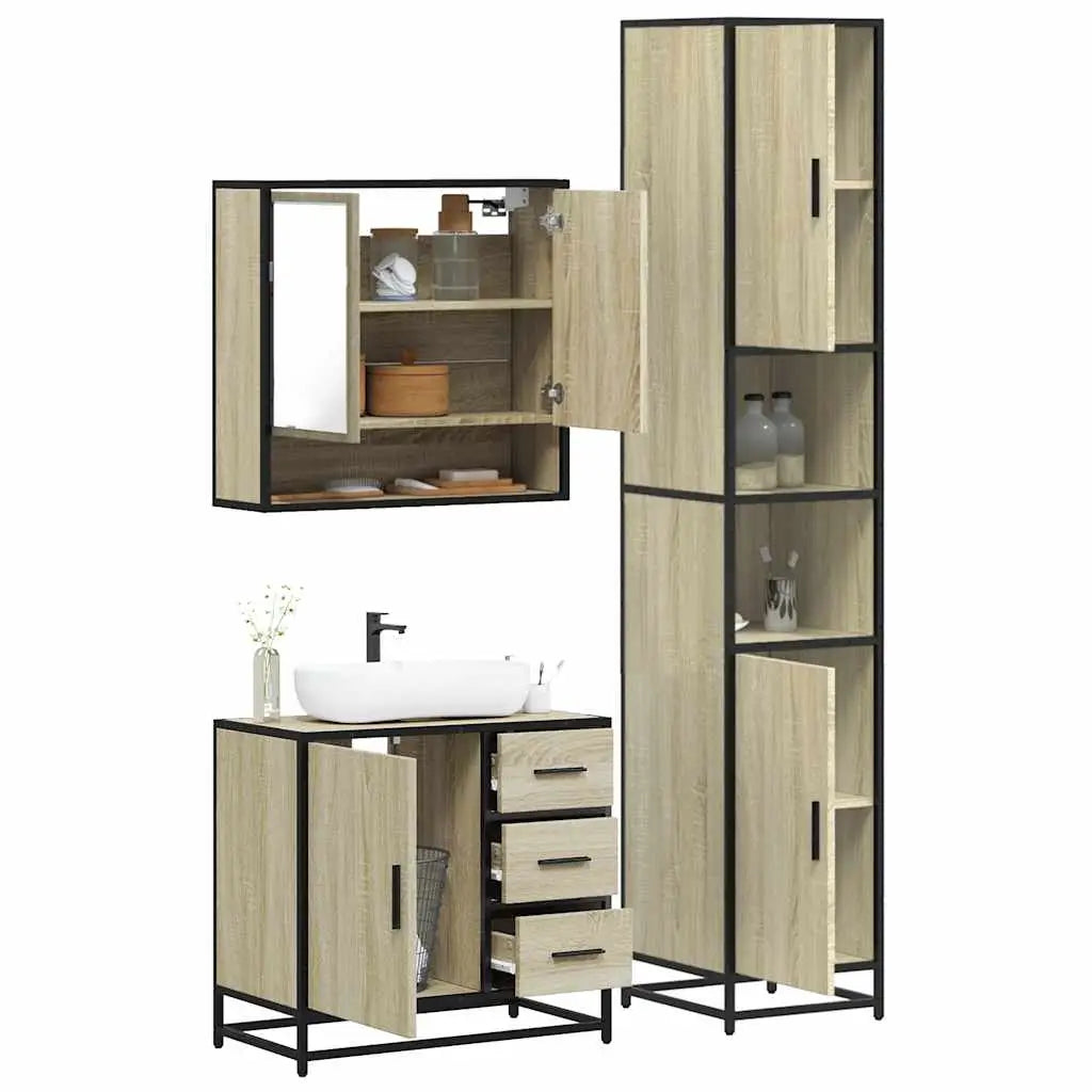 Ensemble de meubles de salle de bain 3 pcs chêne sonoma - XIOS