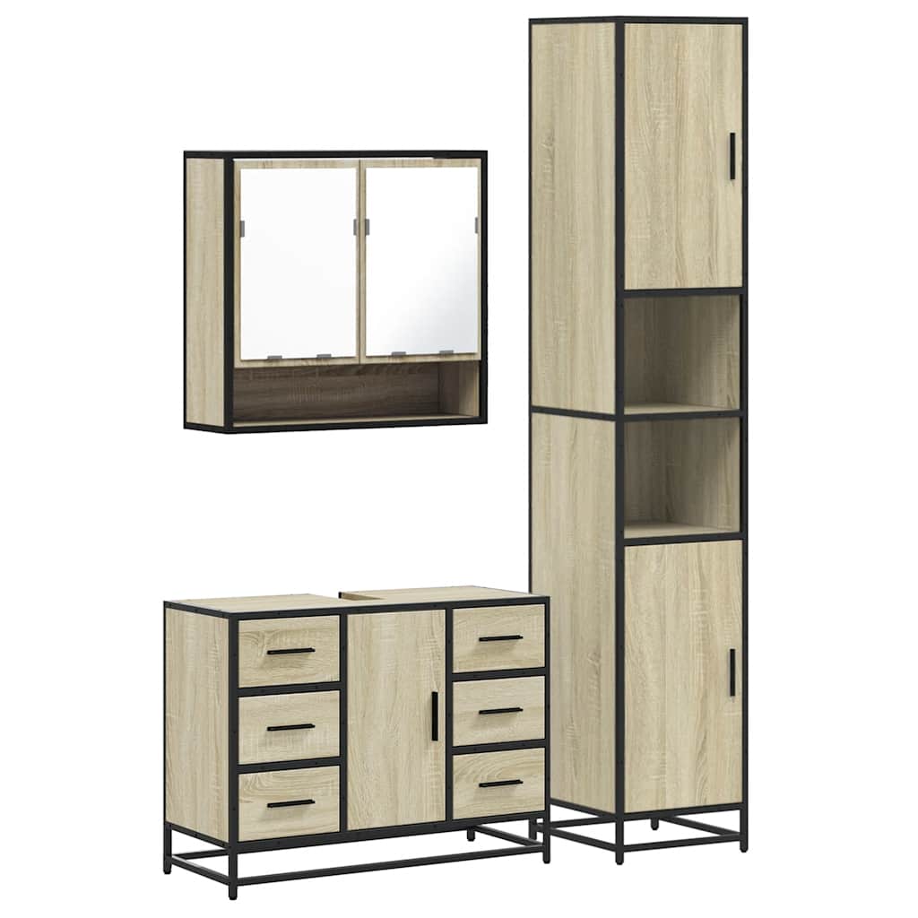 Ensemble de meubles de salle de bain 3 pcs chêne sonoma